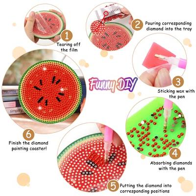 8 Pcs Diamond Painting Coasters DIY Fruit Coasters with Holder 4 Inch  Coasters for Drinks Diamond Art Supplies Fruit Painting Kit for Beginners  Adults