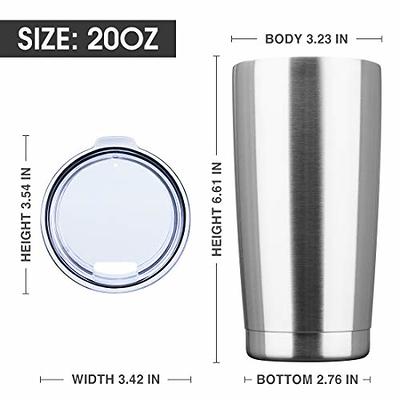 20oz Stainless Steel Tumblers Bulk,Vacuum Insulated Cups Double Wall Large  Tumbler with Lid,Powder Coated Coffee Mugs for Ice & Hot Drink Gifts  (White) 