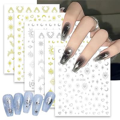  8Sheets Gold Star Nail Sticker Decals- Metallic Nail Supplies  3D Self-Adhesive Sun Stars Moon Starlight Planets Snake Nail Design Nail  Art Stickers for Women Acrylic Nails Decoration Accessories Craft : Beauty