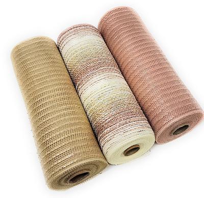 2.5 x 10 yds Rose Gold Mesh Ribbon, Wired Christmas Ribbon