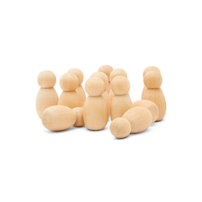 Wooden Peg Dolls Unfinished 2'' Set of 5 pcs