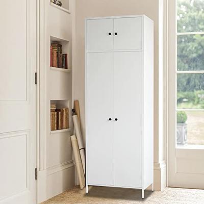 DiDuGo Armoire Wardrobe Closet with Mirror Doors and Hanging Rod for  Bedroom White 