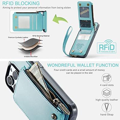 DKDKSIP for iPhone 14 Pro Max Wallet Case for Women, Support Wireless  Charging with RFID Blocking Card Holder, Leather Zipper 2 in 1 Detachable