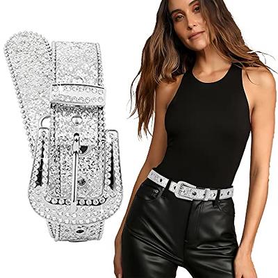 Jasgood Rhinestone Belt for Women and Men Ladies Weatern Cowgirl Cowboy Bling Belt for Jeans Pants Dress