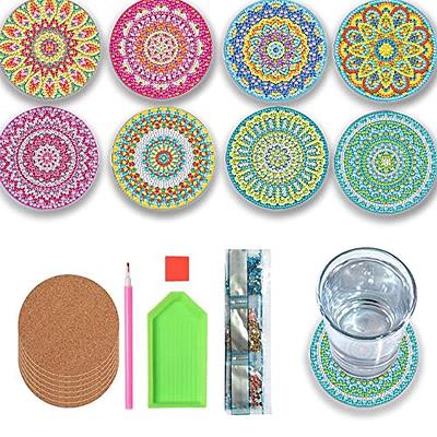 8 Pcs Diamond Painting Coasters with Holder, Mandala Coasters DIY Diamond Art Crafts for Adults, Small Diamond Painting Kits Accessories