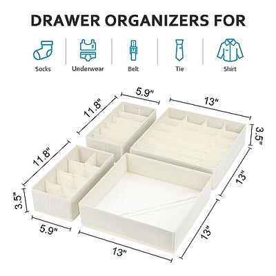 Upgraded Drawer Organizers for Clothing, Wardrobe Clothes Organizer, Large  7 Grids(Pink)