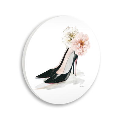 Stupell Industries Black Heels Pink Silver Bookstack Design by