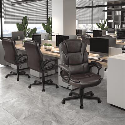 Lacoo Faux Leather High-Back Ergonomic Executive Office Chair with Foot Rest,  Brown 