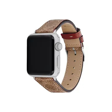 COACH Women's Tan Signature C Canvas Strap for 38mm, 40 mm, 41mm Apple Watch  - Macy's