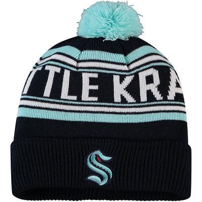 Women's Fanatics Branded Deep Sea Blue/Light Blue Seattle Kraken Authentic Pro Rink Cuffed Knit Hat with Pom