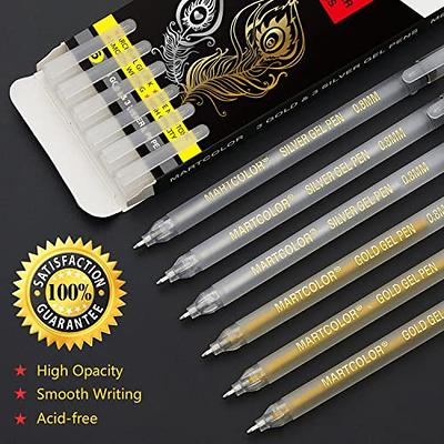 Dyvicl Gold Gel Pens, 0.5 mm Extra Fine Pens Gel Ink Pens for Black Paper  Drawing, Sketching, Illustration, Adult Coloring, Journaling, Set of 12