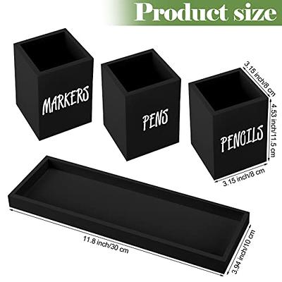Sherr 4 Pcs Wood Pen Holder for Desk Farmhouse Pen Cup with Wooden Tray  Pencils Markers Holder Modern Desk Organizer for Office Classroom Home  (Black) - Yahoo Shopping