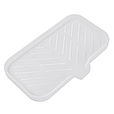 Baflan Silicone Sponge Holder (Pack of 2 Sizes) - Kitchen Sink Organizer Tray for Sponge, Scrubber, Soap - Clear