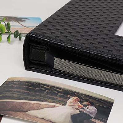 RECUTMS Photo Album 4x6 Holds 600 Photos Button Grain Larger Capacity Leather Cover Black Inner Page Wedding Baby Family Photo Book Wedding