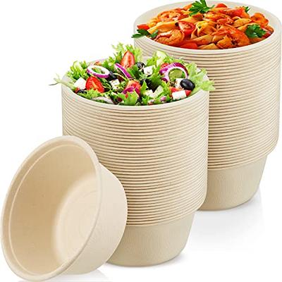 Kaderron 35 oz 50 Pack Compostable Large Paper Bowls with Lids