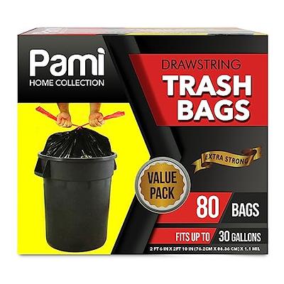 PAMI Recycling Tall 13-Gallon Kitchen Drawstring Trash Bags- Extra-Strong  Plastic Garbage Bags [Clear 60 Pack]- Thick Trash Can Liners For Kitchen 