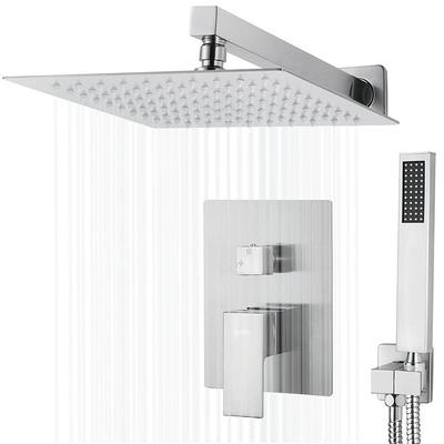 Zalerock Rainfall 1-Spray Square 10 in. Shower System Shower Head with  Handheld in Brushed Nickel (Valve Included) KSA022 - The Home Depot