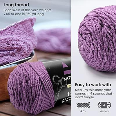 Mooaske 3 Pack Crochet Yarn with Crochet Hook - Worsted Medium Yarn for Crocheting - Easy-to-See Stitches Cotton-Nylon Blend Beginner Knitting Yarn