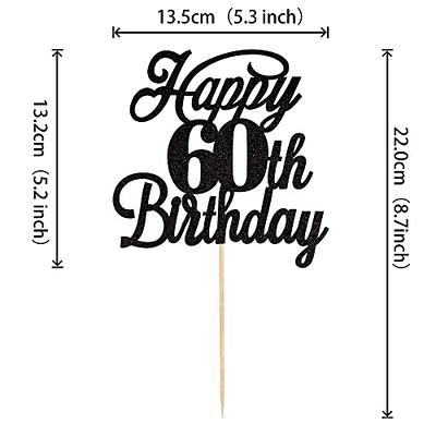 60th Cake Topper, Black and Gold 60 Cake Topper, 60th Party Decorations for  Him/her, Black Gold 60th Cake Decorations, Cheers to 60 Years 