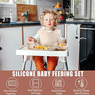 Mimorou 16 Pack Baby Feeding Supplies Set Silicone Baby Led Weaning Suction  Plates and Bowls Silicone Bibs Anti Slip Placemat Snack Cups Baby Spoons  Forks Toddler Eating Utensil Set