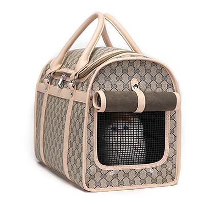 PetsHome Dog Carrier, Pet Carrier, Dog Purse, Foldable Waterproof Premium  PU Leather Pet Travel Portable Bag Carrier for Cat and Small Dog Home 