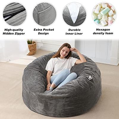 Giant Bean Bag, Large Washable Lazy Sofa Bed Cover No Filler Soft Fluffy  Fur Portable Double Seats Memory Foam Stuffed Sofa Lounger Couch Furniture