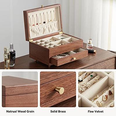 Double Layer Jewelry Box S/L PU Leather Jewellery Organizer Box Lockable  Earring Ring Necklaces Double Tray