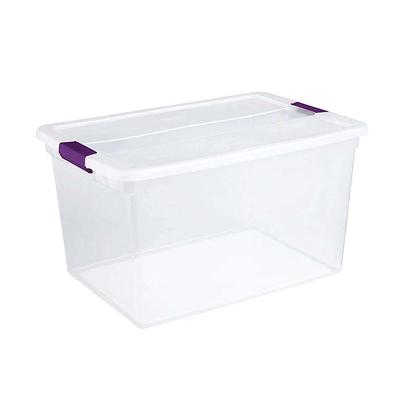 Sterilite 15 Qt Latching Storage Box, Stackable Bin with Latch Lid, Plastic  Container to Organize Clothes in Closet, Clear with Grey Lid, 48-Pack