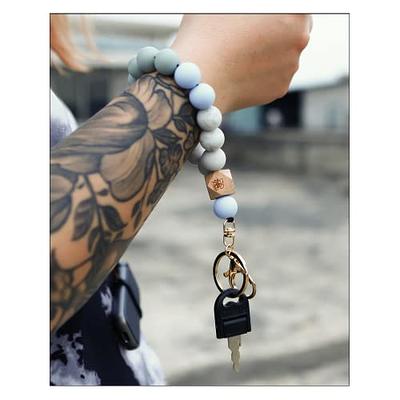 Eabrneky Wristlet Keychain Bracelet Silicone Beaded Key Ring