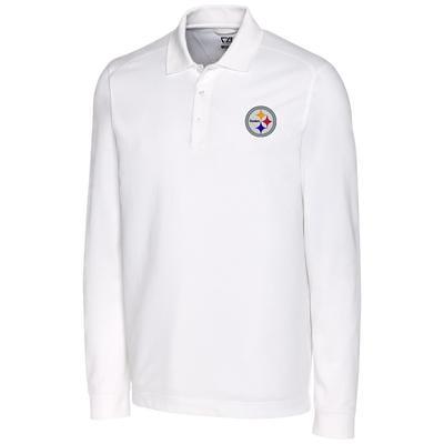 Pittsburgh Steelers Cutter & Buck Big & Tall Prospect Textured Stretch Polo  - White