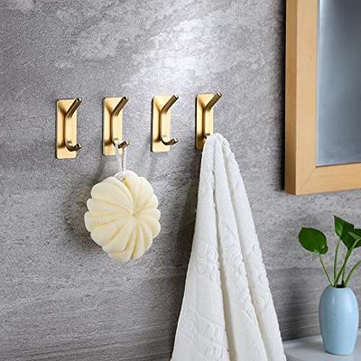 4pcs Adhesive Towel Hooks On Wall: Robe Hooks For Hanging Clothes Hats Stick  On Bathroom/Kitchen 304 Stainless Steel Hooks