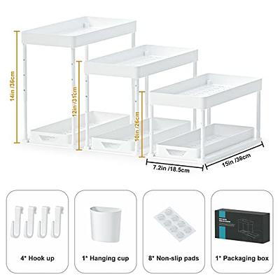 Seasky 2 Pack Adjustable Height Under Sink Organizers and Storage, 2 Tier  Sliding Bathroom Organizer, Kitchen Organizer Multipurpose Under Sink  Cabinet Storage with 8 Hooks and 2 Hanging Cup - Yahoo Shopping