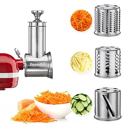 FavorKit Stainless Steel Slicer Shredder Attachment for KitchenAid Mixers,  Bigger Vegetable Salad Maker Accessories with 3 Cylinder Blades,Dishwasher  Safe! - Yahoo Shopping