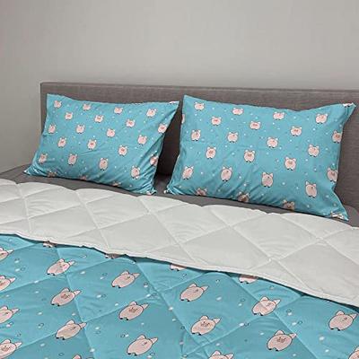 Ambesonne Pig Comforter & Sham Bedding Set, Funny Farmland Animal