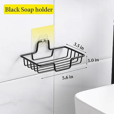 JOMOLA 2Pcs Adhesive Soap Dish for Bathroom Bar Soap Holder for Shower Wall  Double Layer Soap Saver with Drain Plastic Soap Tray for Kitchen Sink