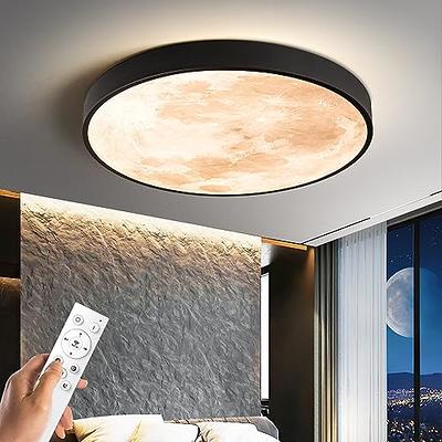 Dimmable LED Flush Mount Ceiling Light Fixture with Remote Control