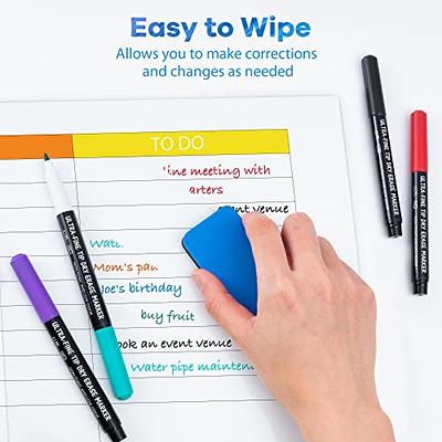  Whiteboard Tape, 8 Pack, Assorted Colors, Thin Tape for Dry Erase Board,  White