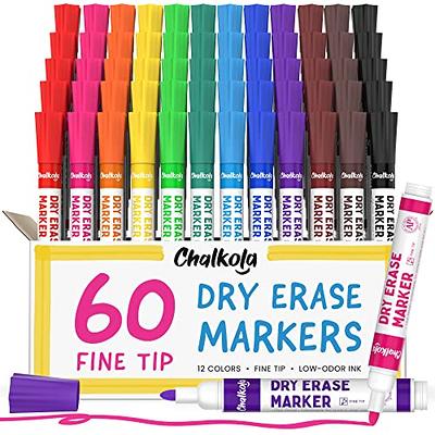 Chalkola Dry Erase Markers Fine Tip Bulk Pack of 60, Thin Point White Board Markers  Dry