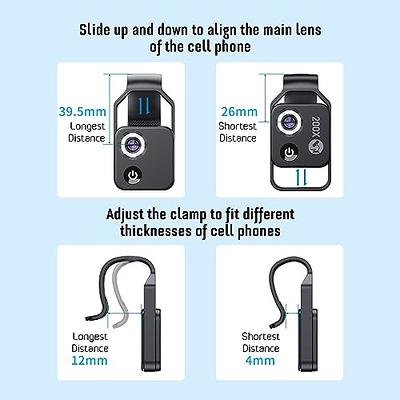 200X Phone Mini Pocket Microscope with LED Light, CPL Lens Cell Phone Pocket  Microscope, Portable Digital Microscope Camera with Universal Clip, for  Kids Students Microbiology Observation(Black) - Yahoo Shopping