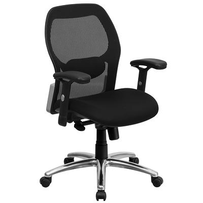 Mainstays Ergonomic Office Chair with Adjustable Headrest, Black Fabric, 275lb Capacity