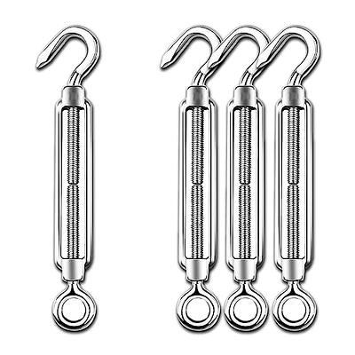 M6 6PCS Stainless Steel 304 Hook and Eye Turnbuckle Wire Rope Tensioner