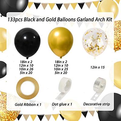 RUBFAC Black and Gold Balloons New Years Eve Party Balloons