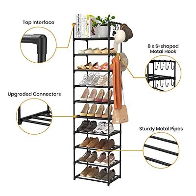 HITHIM 8 Tier Long Shoe Rack,Large Shoe Shelf for Shoe Storage,Tall Sturdy  Shoe Stand,Non-Woven Fabric Shoe Organizer for Closet,Upgrade Shoe Holder