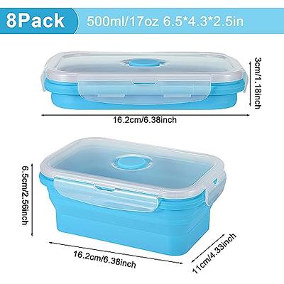 Collapsible Silicone Food Storage Container, Salad Container for Lunch, Foldable Leftover Meal Box with Airtight Lids for Kitchen Microwave Freezer
