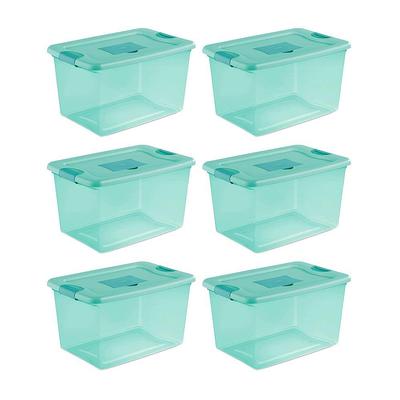 Sterilite Stackable 6 Qt Storage Box Container, Clear, Marine Blue Lid (60  Pack) 12 x 16437406 - The Home Depot