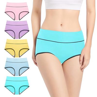 5 Pack Underwear for Womens High Waisted Cotton Underwear Soft Breathable  Panties Full Coverage Stretch Briefs Multicolor at  Women's Clothing  store