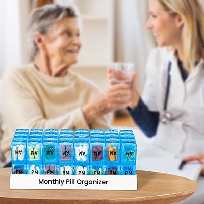 Monthly Pill Organizer 2 Times a Day, 30 Day Pill Box Organizer, One Month  AM PM