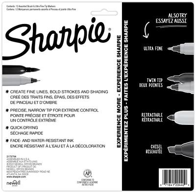 SHARPIE Brush Twin Permanent Markers, Brush Tip Marker and Ultra Fine Tip  Marker, Assorted, 12 Count - Yahoo Shopping