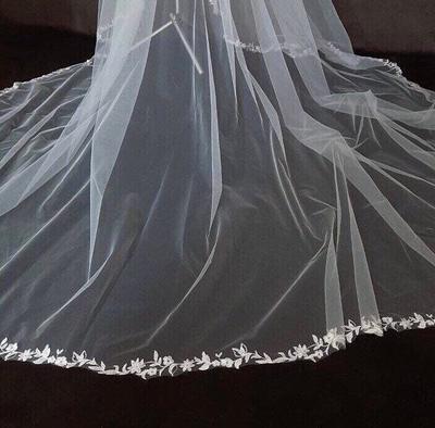 1 pcs Women 1 Tier Cathedral Length Glitter Tulle Wedding Bridal Veil for  Wedding Party Champagne