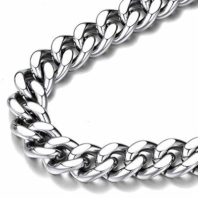 8mm 925 Solid Miami Cuban Sterling Silver Chain Real Heavy Curb Necklace  Men's Women's Unisex 7 7.5 8 18 20 22 24 26 30 Italian